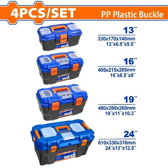 WADFOW Plastic Tool Box Set 4pcs 13+16+19+24in WTB2104