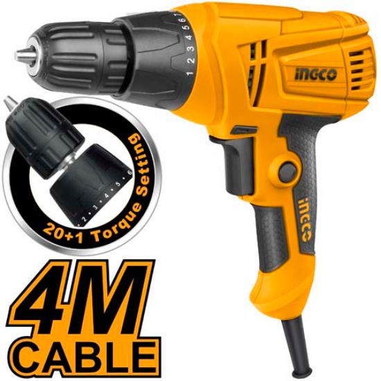 INGCO Electric Drill 280W 10mm Keyless Chuck with Torque Setting ED2808