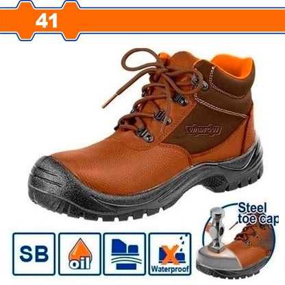 WADFOW Leather Safety Boots Steel Toe SB Brown Size 41 WSB3541