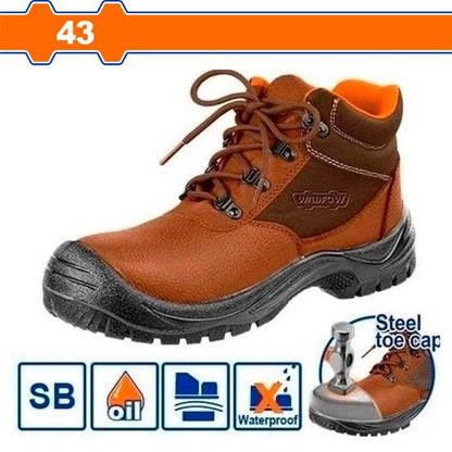 WADFOW Leather Safety Boots Steel Toe SB Brown Size 43 WSB3543