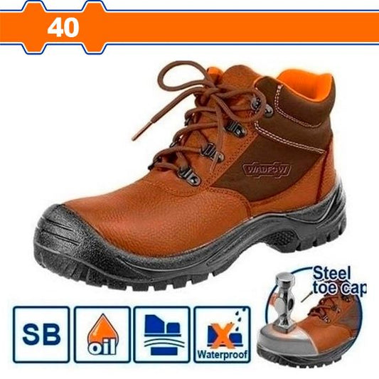 WADFOW Leather Safety Boots Steel Toe SB Brown Size 40 WSB3540