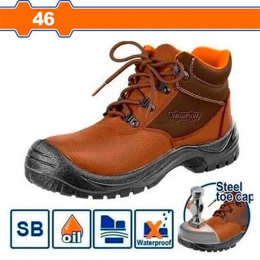 WADFOW Leather Safety Boots Steel Toe SB Brown Size 46 WSB3546
