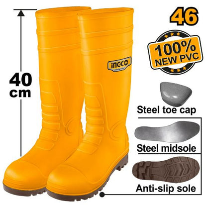 INGCO SSH092S1P.46 Safety Rubber Boots S1P Steel Toe Anti-Slip Size 46