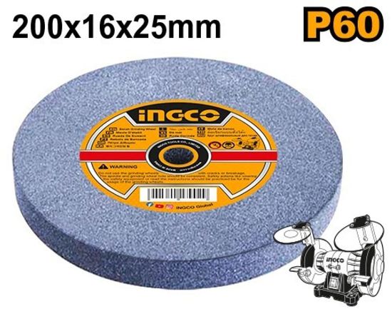 INGCO AGW2006027 | حجر جلخ 200×16×25مم درجة خشونة P60