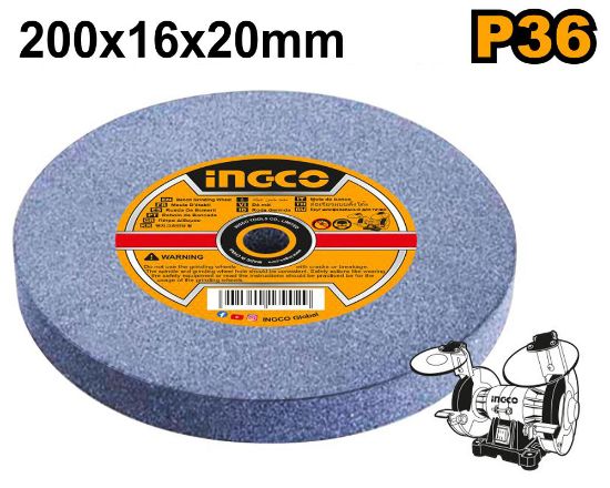 INGCO AGW2008016 | حجر جلخ 200×16×20مم درجة خشونة P36
