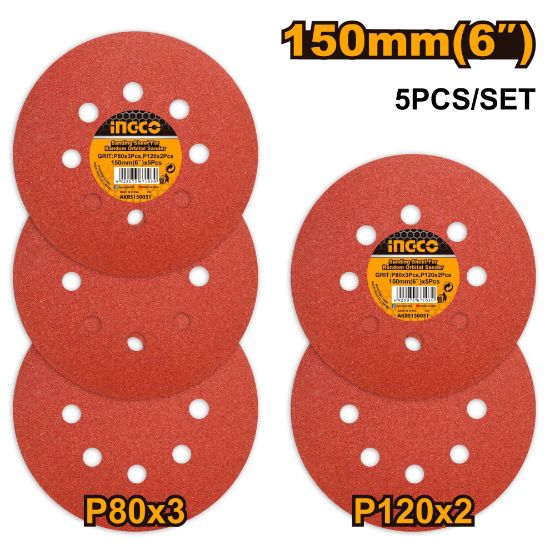 INGCO Round Sanding Discs 3pcs 150mm P80-P120 for RS4508 AKRS150051
