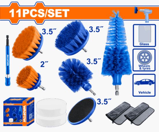 WADFOW Car Cleaning and Polishing Drill Brush Set 11pcs WND5515