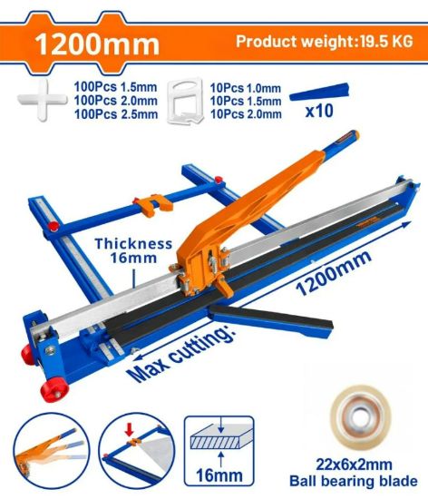 WADFOW Manual Tile Cutter 1200mm with Spacers & Levelers WTR1201
