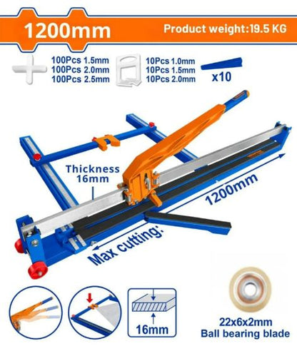WADFOW Manual Tile Cutter 1200mm with Spacers & Levelers WTR1201