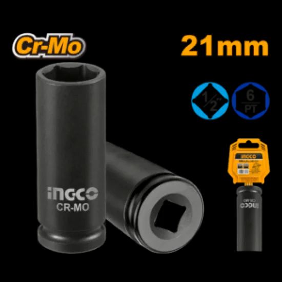 INGCO Deep Impact Socket 21mm 1/2in Drive HDIS12211L