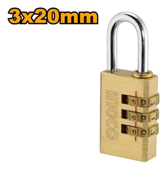 INGCO Brass Combination Padlock 20mm 3-Digit DBCK0203