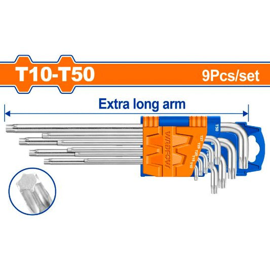 WADFOW Extra Long Torx Key Set 9pcs T10-T50 WHK3292