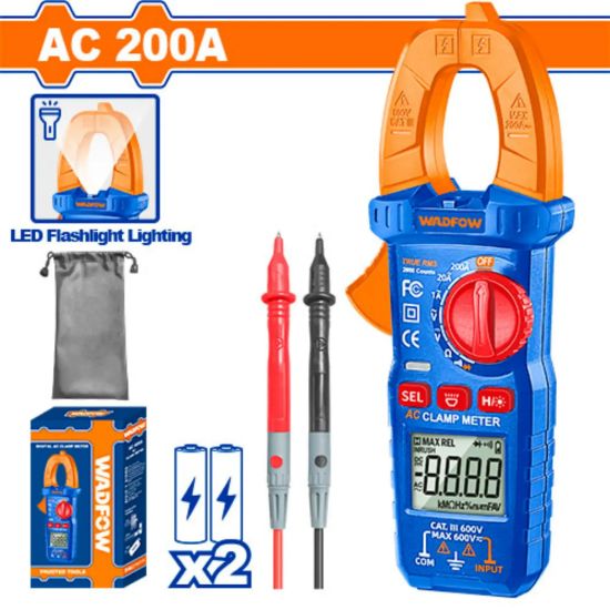 WADFOW Clamp Meter AC 200A True RMS 2000 Counts WDM8201