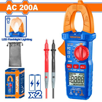 WADFOW Clamp Meter AC 200A True RMS 2000 Counts WDM8201