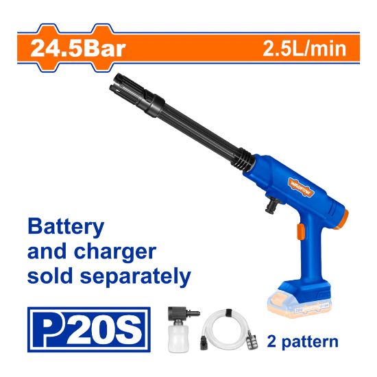 WADFOW Cordless Pressure Washer Slim Nozzle 20V 24.5 Bar (Tool Only) WQX1528