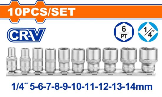 WADFOW Socket Set 10pcs 1/4in 5-14mm WST4410