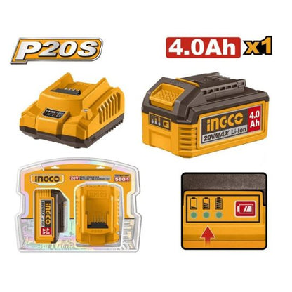 INGCO Battery and Charger Kit 20V 1x4Ah P20S FBCPK1012