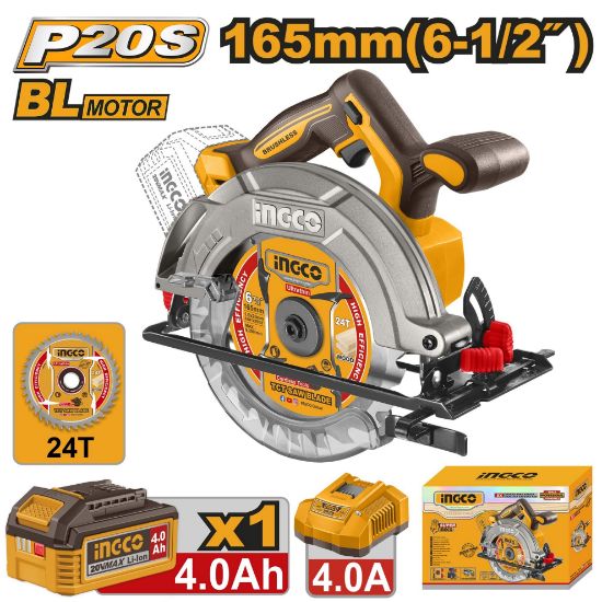 INGCO CSLI16523 Cordless Circular Saw 20V Brushless 165mm