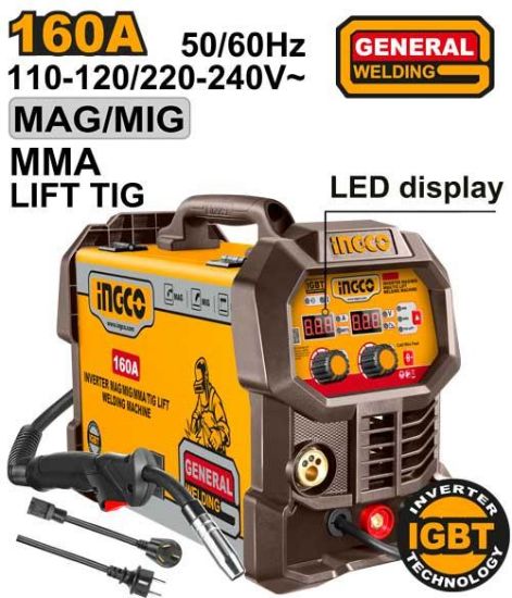 INGCO ING-MGT16058 Inverter Welding Machine MAG/MIG/MMA/TIG Lift 160A