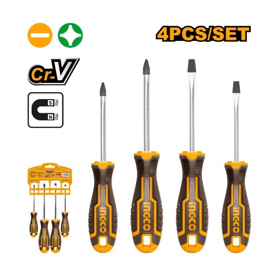 INGCO HKSD0428 Screwdriver Set 4Pcs Cr-V