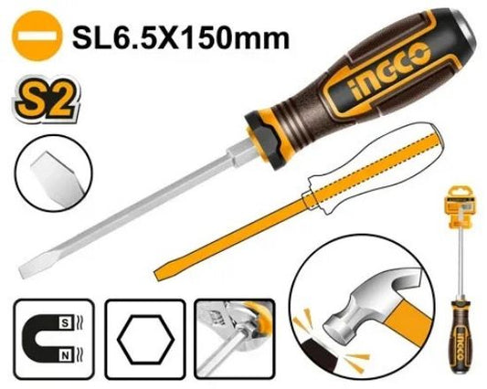 INGCO HGTSL6150 Go-Through Slotted Screwdriver SL6.5x150mm