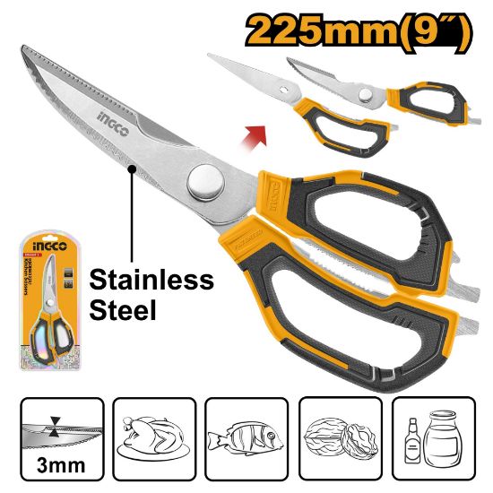 INGCO HSCRS822251 Multi-Purpose Stainless Steel Scissors 225mm