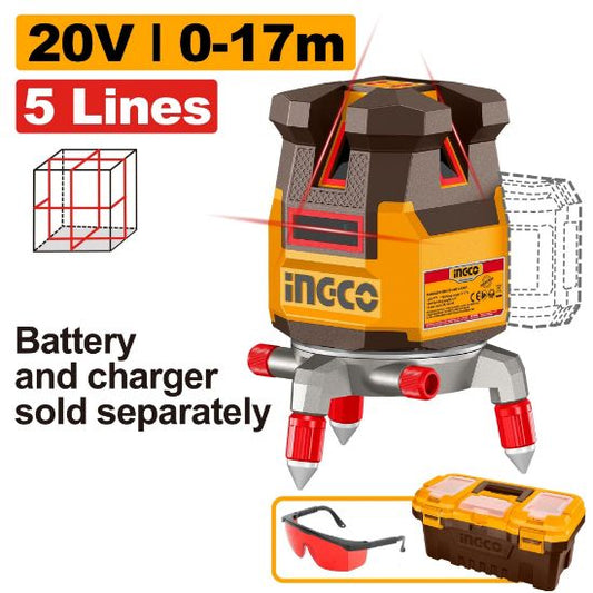 INGCO HLL305206 red 5-line laser level 20V