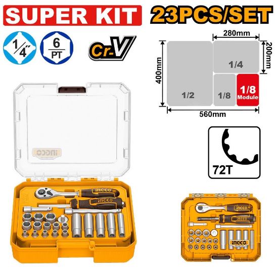 INGCO HKTS14236 23pcs 1/4in socket set