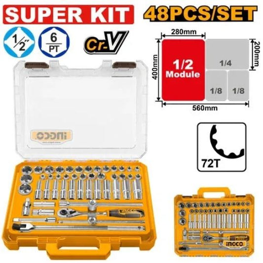 INGCO HKTS12486 48pcs 1/2in socket set