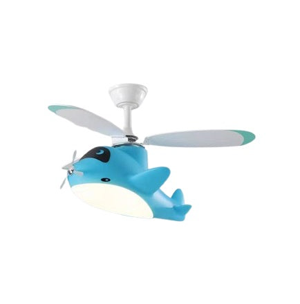 AUR-KID-661BL Blue Airplane Ceiling Light Fan for Kids Room