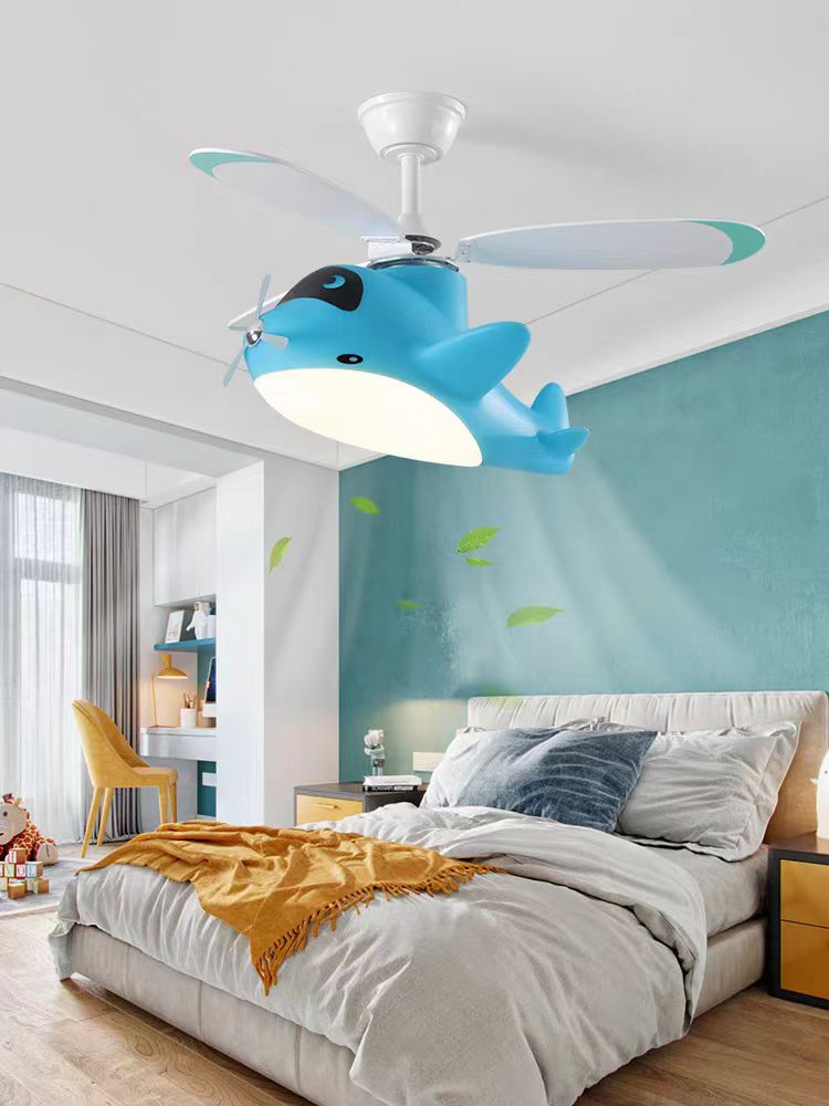 AUR-KID-661BL Blue Airplane Ceiling Light Fan for Kids Room