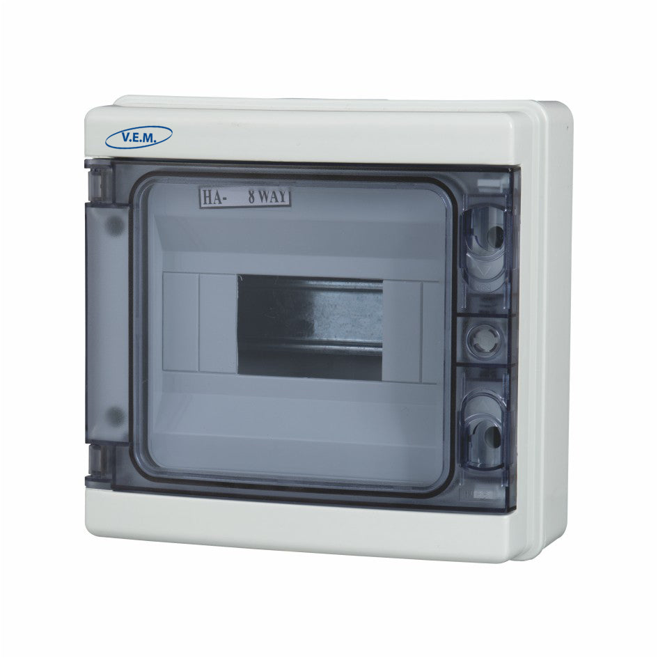 V.E.M. Plastic Distribution Panel 8 Ways IP65 215×210×100 mm