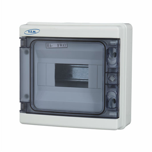 V.E.M. Plastic Distribution Panel 12 Ways IP65 295×260×140 mm