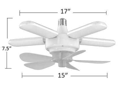 Ceiling Fan Light 60W E27 6000LM 3CCT 3000K/4500K/6500K with 4 Adjustable Panels