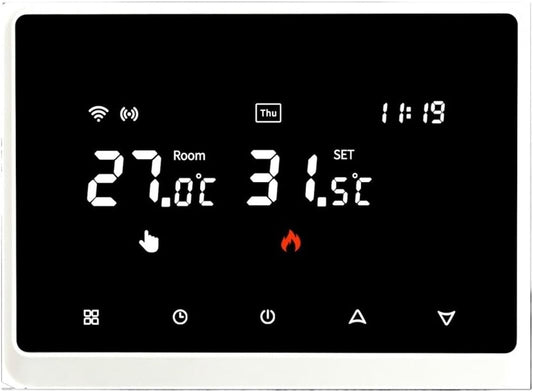 V.E.M. WT19P-WF WiFi thermostat black touch-screen panel – V.E.M. – Azar Group