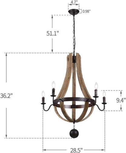 AUR-PEND-SY88020-5S Rustic Wine Barrel Chandelier