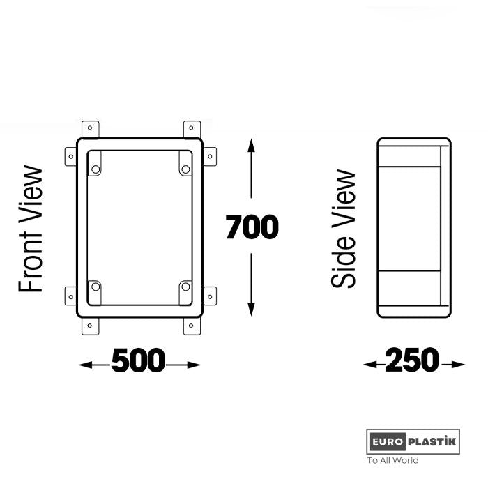 PC Board 500x700x250 dimensions