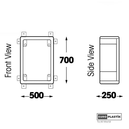 PC Board 500x700x250 dimensions