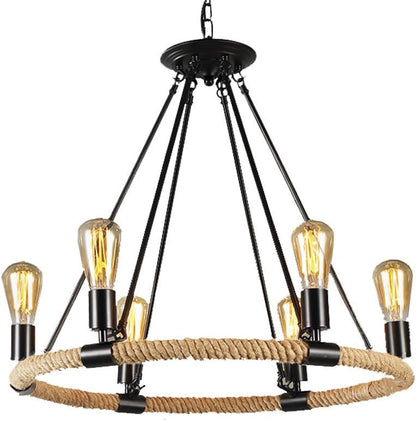 AUR -PEND-8801-D6 Ganges 6 Light Up Chandelier with Black Finish