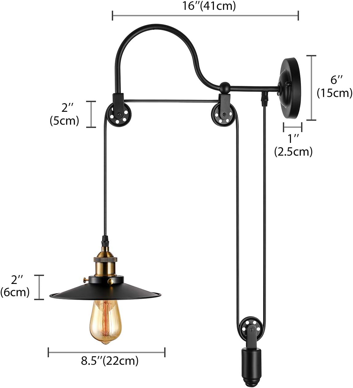 AUR-WL-6048-1WC Darleen Black 1-Light Industrial Wall Sconce with Adjustable Arm