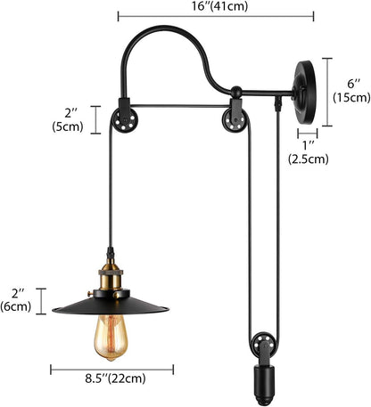 AUR-WL-6048-1WC Darleen Black 1-Light Industrial Wall Sconce with Adjustable Arm