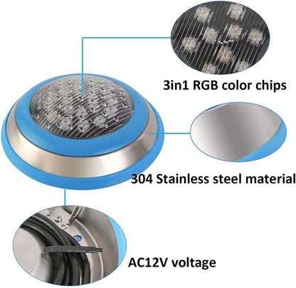 AURA Underwater Pool Light – 12V LED (18W, Ø30 cm) - Azar Group