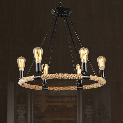 AUR -PEND-8801-D6 Ganges 6 Light Up Chandelier with Black Finish