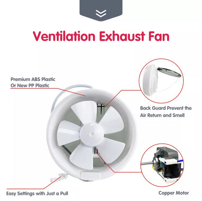VEM 8inch Bathroom Exhaust Fan With Shutter AC Copper Motor