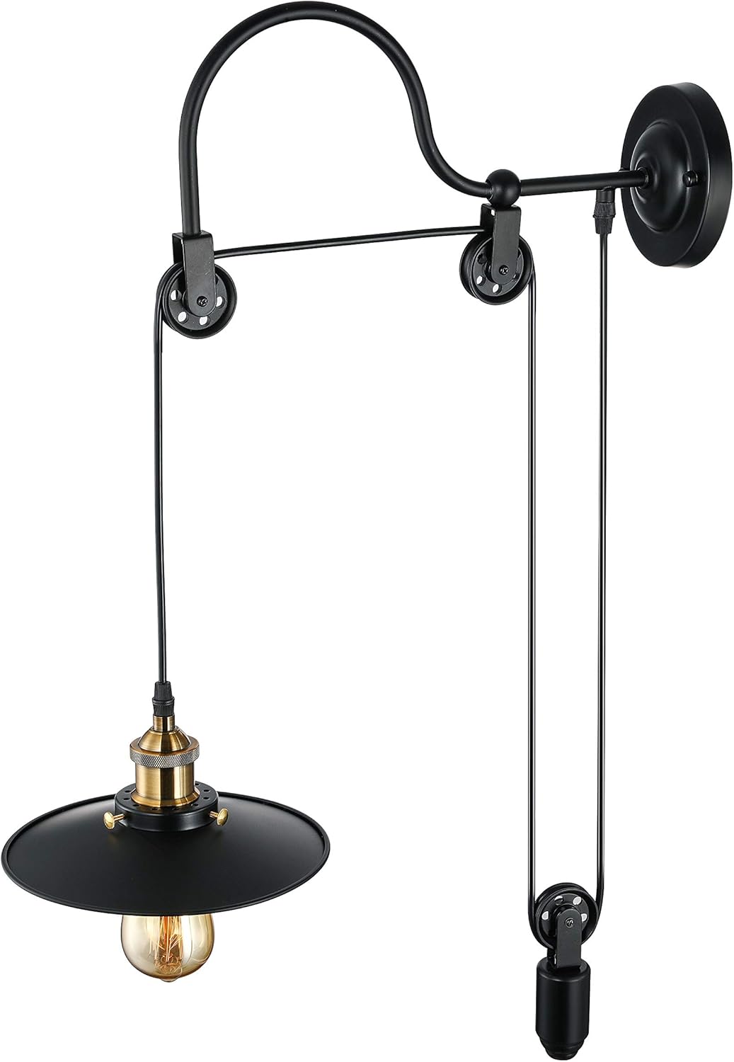 AUR-WL-6048-1WC Darleen Black 1-Light Industrial Wall Sconce with Adjustable Arm