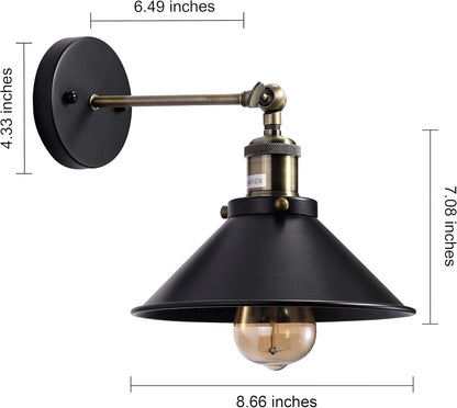 AUR-WL-6048-1W Darleen Black 1-Light Industrial Wall Sconce