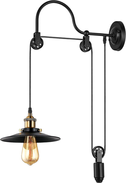 AUR-WL-6048-1WC Darleen Black 1-Light Industrial Wall Sconce with Adjustable Arm