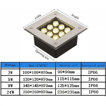 Aura Underground Square LED Light – 3W (Warm White 3000K, 220V) - Azar Group
