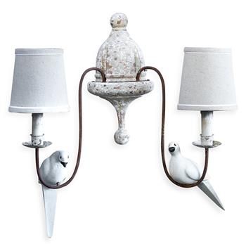 AUR-WL-SY88005-2 Molière French Country 2 Light Rusted Arm Doves Sconce