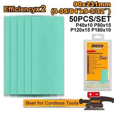 INGCO AKFS0902311 50Pcs/set (90X231)mm ورق حف مستطیل مشكل INGCO